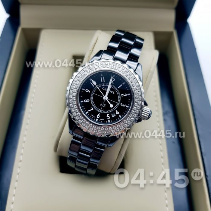 Часы Chanel J12 Diamonds Black small (01523)