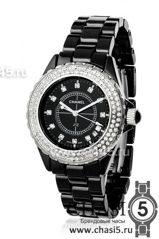 Часы Chanel J12 Diamonds Black (01534)