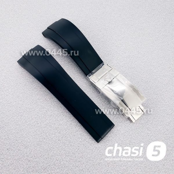 Каучуковый Ремешок с клипсой Rolex 20мм - черный (16834)