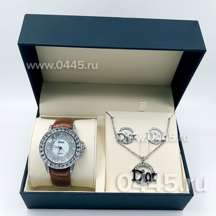 Часы Dior Christal - подарочный набор с кулоном (09400)